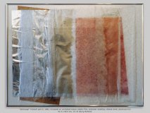 “Atemzüge” Triptych part 3, 1981, oil pastel on varnished tissue, plastic film, polyester wadding, cheese cloth, aluminum foil, 91.5 x 68.5 cm, 1/1 © Georg Mühleck